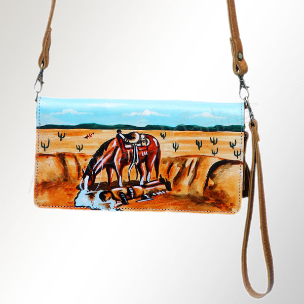 ADBGM169 Hand-Painted Leather Crossbody Purse - Multiple Western Scene
