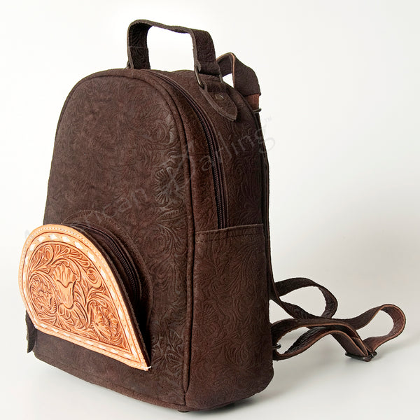 ADBGS156 Embossed Western Backpack with Hand-Tooled Floral Leather Pocket