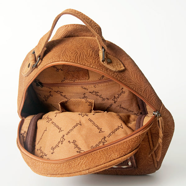 ADBGS156 Embossed Western Backpack with Hand-Tooled Floral Leather Pocket