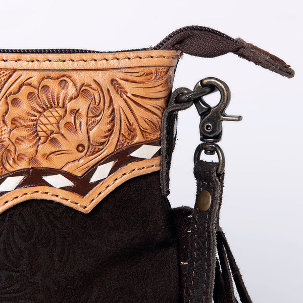 ADBG109 American Darling Hand-Tooled and Floral Embossed Leather Western Crossbody Bag