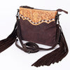 ADBG109 American Darling Hand-Tooled and Floral Embossed Leather Western Crossbody Bag