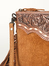ADBG109 American Darling Hand-Tooled and Floral Embossed Leather Western Crossbody Bag