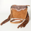 ADBG109 American Darling Hand-Tooled and Floral Embossed Leather Western Crossbody Bag