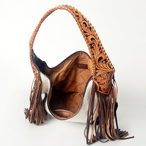 ADBG803 American Darling Western Hobo Bag Hair-On Cowhide & Tooled Leather Shoulder Purse
