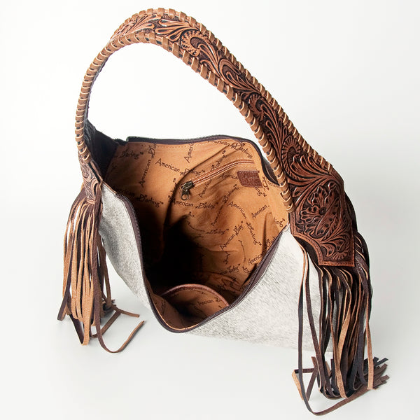ADBG803 American Darling Handcrafted Cowhide Hobo Bag Tooled Leather Fringe Shoulder Bag