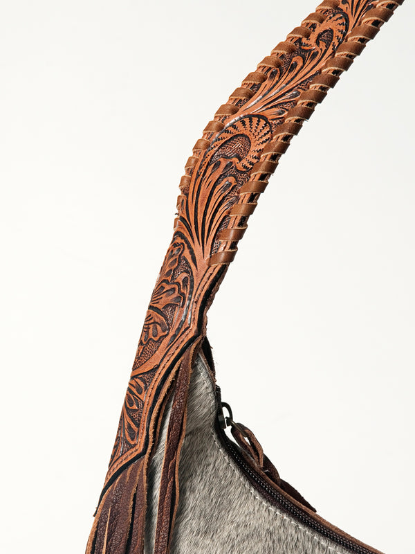 ADBG803 American Darling Handcrafted Cowhide Hobo Bag Tooled Leather Fringe Shoulder Bag