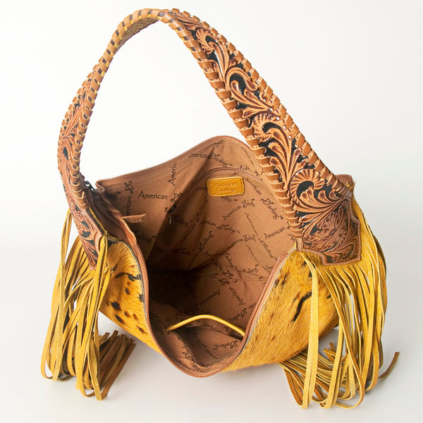 ADBG803 American Darling Handcrafted Cowhide Hobo Bag Tooled Leather Fringe Shoulder Bag
