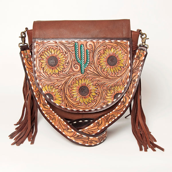 ADBGA163 American Darling Hand Tooled Floral Carved Genuine Leather Messenger