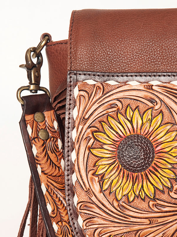 ADBGA163 American Darling Hand Tooled Floral Carved Genuine Leather Messenger