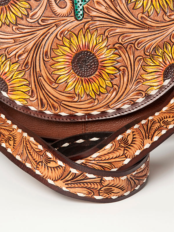 ADBGA163 American Darling Hand Tooled Floral Carved Genuine Leather Messenger