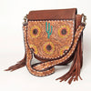 ADBGA163 American Darling Hand Tooled Floral Carved Genuine Leather Messenger