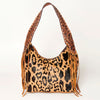 ADBGA224 American Darling Hair-On Cowhide Fringe Hobo Bag Floral Carved Leather