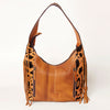 ADBGA224 American Darling Hair-On Cowhide Fringe Hobo Bag Floral Carved Leather