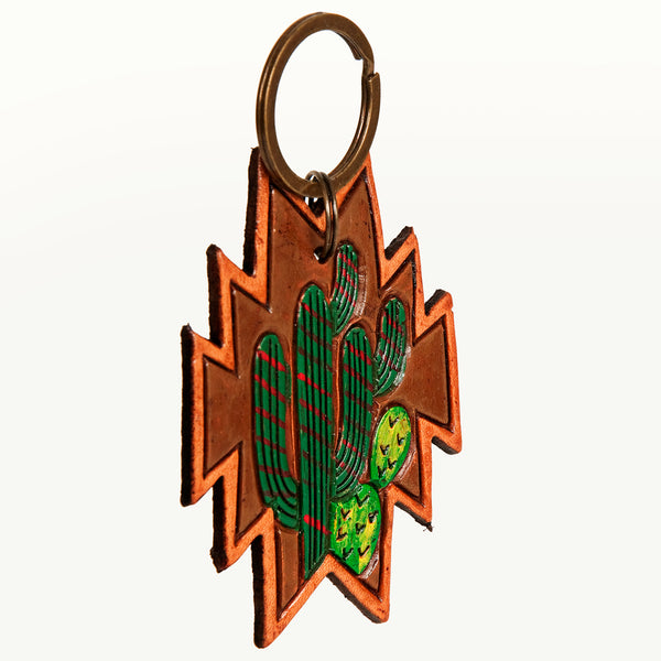 LC-ADKR186 Hand Tooled Carved Genuine Leather Keyring