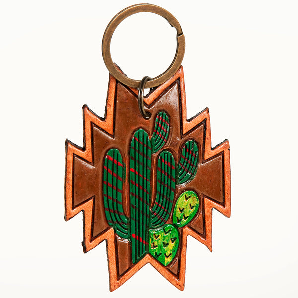 LC-ADKR186 Hand Tooled Carved Genuine Leather Keyring