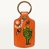 LC-ADKR192 Hand-Tooled Leather Keyring Desert Scene with Cactus, Sun & Butterflies