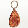 LC-ADKR205 Hand-Tooled Leather keyring Teardrop with Western Floral Scrollwork