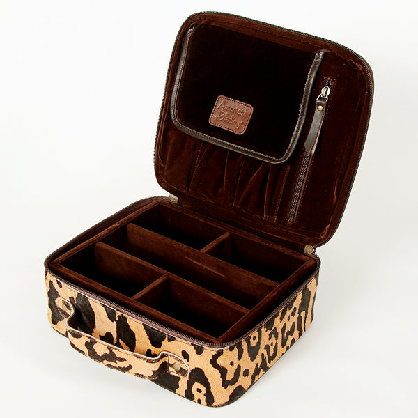 ADBGA226 American Darling Leopard Print Cowhide Makeup Bag Travel Organizer