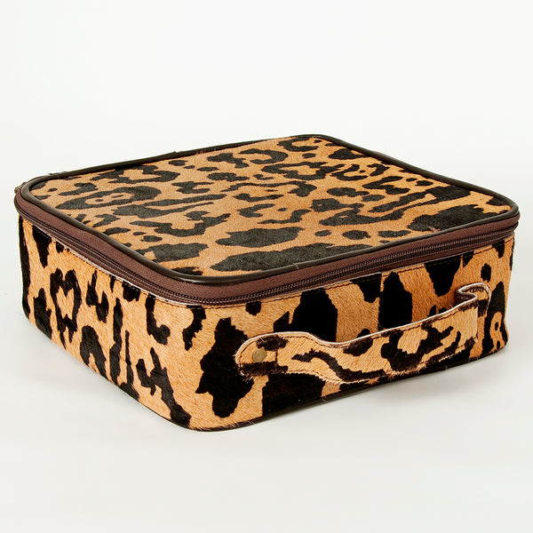 ADBGA226 American Darling Leopard Print Cowhide Makeup Bag Travel Organizer