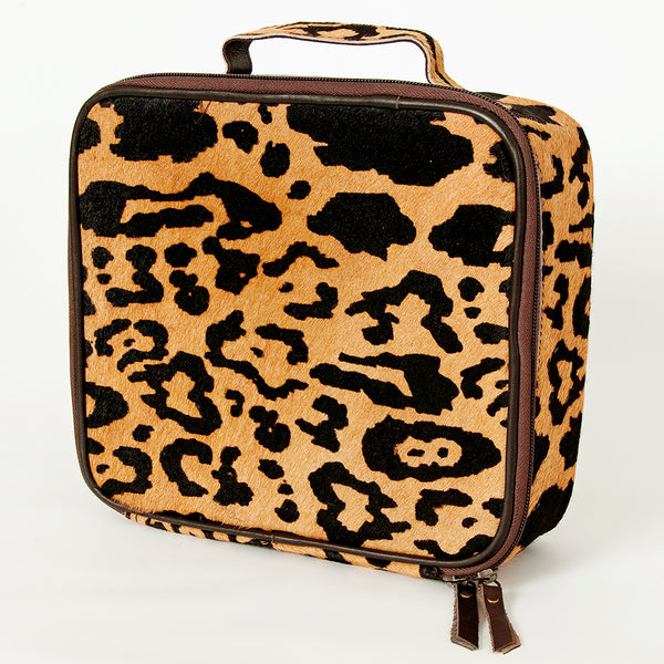 ADBGA226 American Darling Leopard Print Cowhide Makeup Bag Travel Organizer