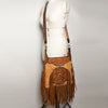 ADBGA234 American Darling Hand Tooled Hair-On Cowhide Large Cross body Bag Fringe