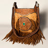 ADBGA234 American Darling Hand Tooled Hair-On Cowhide Large Cross body Bag Fringe