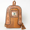 ADBGA235A American Darling Hand Tooled Genuine Leather Backpack Turquoise Concho
