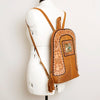 ADBGA235A American Darling Hand Tooled Genuine Leather Backpack Turquoise Concho