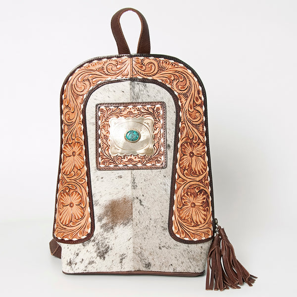 ADBGA235 American Darling Hair-On Cowhide Backpack Hand Tooled Floral Carved
