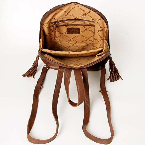 ADBGA235 American Darling Hair-On Cowhide Backpack Hand Tooled Floral Carved