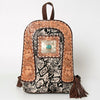 ADBGA235 American Darling Hair-On Cowhide Backpack Hand Tooled Floral Carved