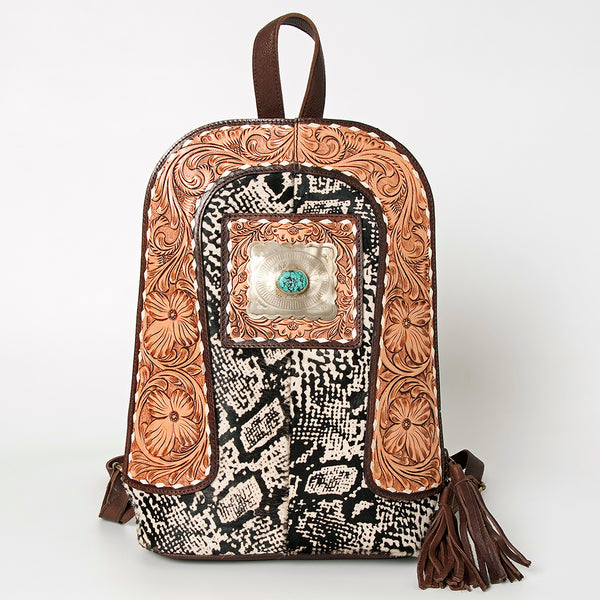 ADBGA235 American Darling Hair-On Cowhide Backpack Hand Tooled Floral Carved