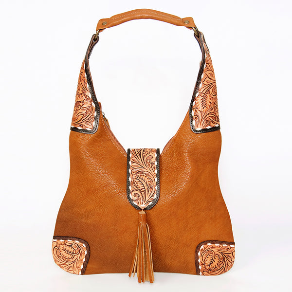 ADBGA237A American Darling Hand Tooled Genuine Leather Hobo Bag Floral Carved