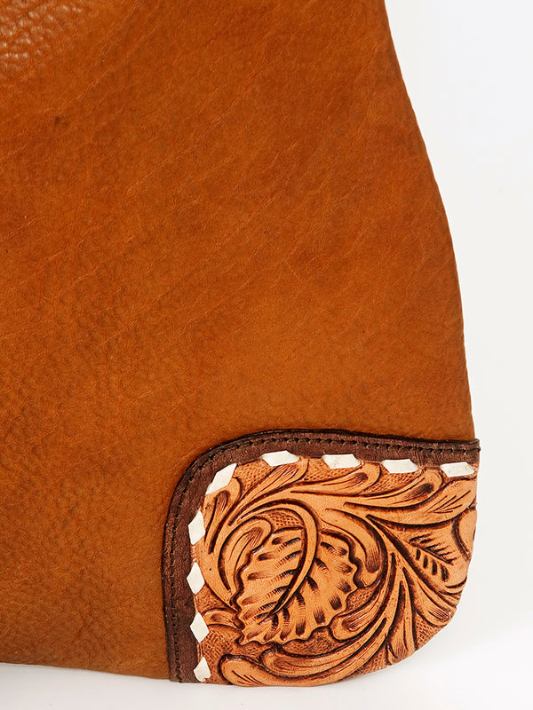 ADBGA237A American Darling Hand Tooled Genuine Leather Hobo Bag Floral Carved