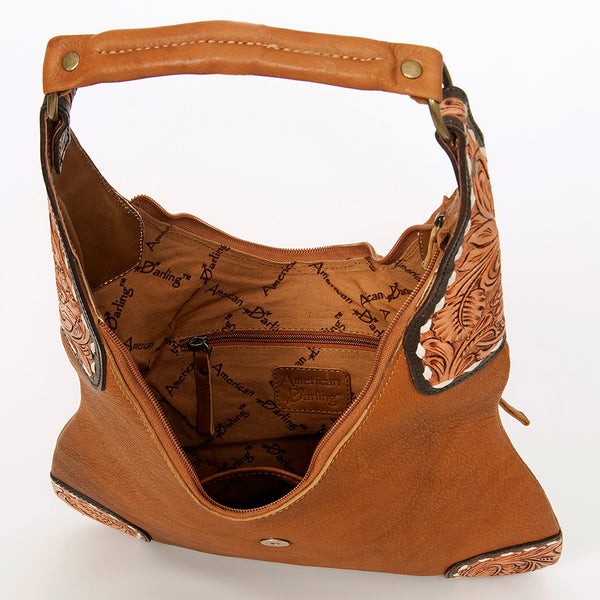 ADBGA237A American Darling Hand Tooled Genuine Leather Hobo Bag Floral Carved