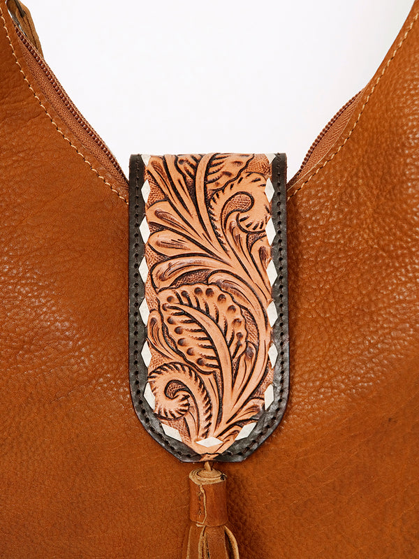 ADBGA237A American Darling Hand Tooled Genuine Leather Hobo Bag Floral Carved