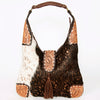 ADBGA237 American Darling Cowhide Patchwork & Tooled Leather Hobo Shoulder Bag Tassel Accent