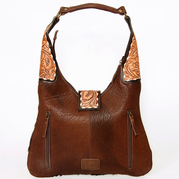 ADBGA237 American Darling Cowhide Patchwork & Tooled Leather Hobo Shoulder Bag Tassel Accent