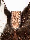 ADBGA237 American Darling Cowhide Patchwork & Tooled Leather Hobo Shoulder Bag Tassel Accent