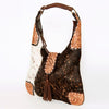 ADBGA237 American Darling Cowhide Patchwork & Tooled Leather Hobo Shoulder Bag Tassel Accent