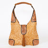 ADBGA237 American Darling Cowhide Patchwork & Tooled Leather Hobo Shoulder Bag Tassel Accent