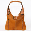 ADBGA237 American Darling Cowhide Patchwork & Tooled Leather Hobo Shoulder Bag Tassel Accent