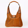 ADBGA237 American Darling Cowhide Patchwork & Tooled Leather Hobo Shoulder Bag Tassel Accent