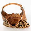 ADBGA237 American Darling Cowhide Patchwork & Tooled Leather Hobo Shoulder Bag Tassel Accent