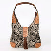 ADBGA237 American Darling Cowhide Patchwork & Tooled Leather Hobo Shoulder Bag Tassel Accent