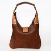 ADBGA237 American Darling Cowhide Patchwork & Tooled Leather Hobo Shoulder Bag Tassel Accent