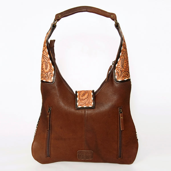 ADBGA237 American Darling Cowhide Patchwork & Tooled Leather Hobo Shoulder Bag Tassel Accent