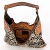 ADBGA237 American Darling Cowhide Patchwork & Tooled Leather Hobo Shoulder Bag Tassel Accent
