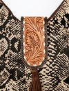 ADBGA237 American Darling Cowhide Patchwork & Tooled Leather Hobo Shoulder Bag Tassel Accent