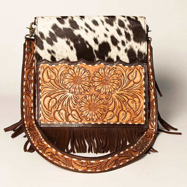 ADBGA239 American Darling Hair-On Cowhide Messenger Bag Hand Tooled Genuine Leather